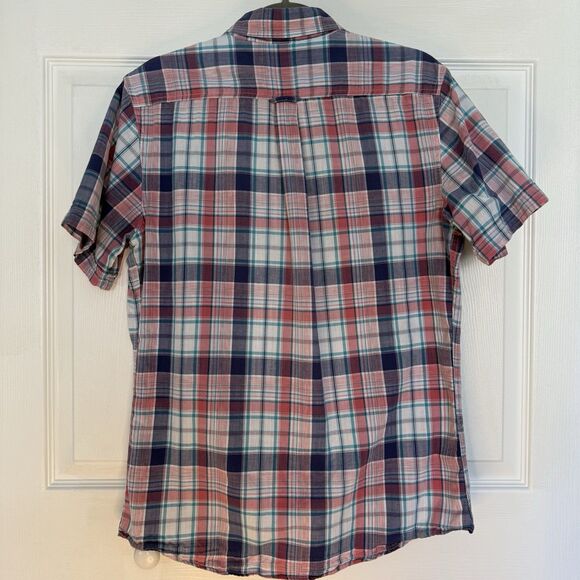 Men’s Izod Saltwater Relaxed Classics Pink/Blue Plaid Button-Down Shirt Size S - Picture 3 of 7